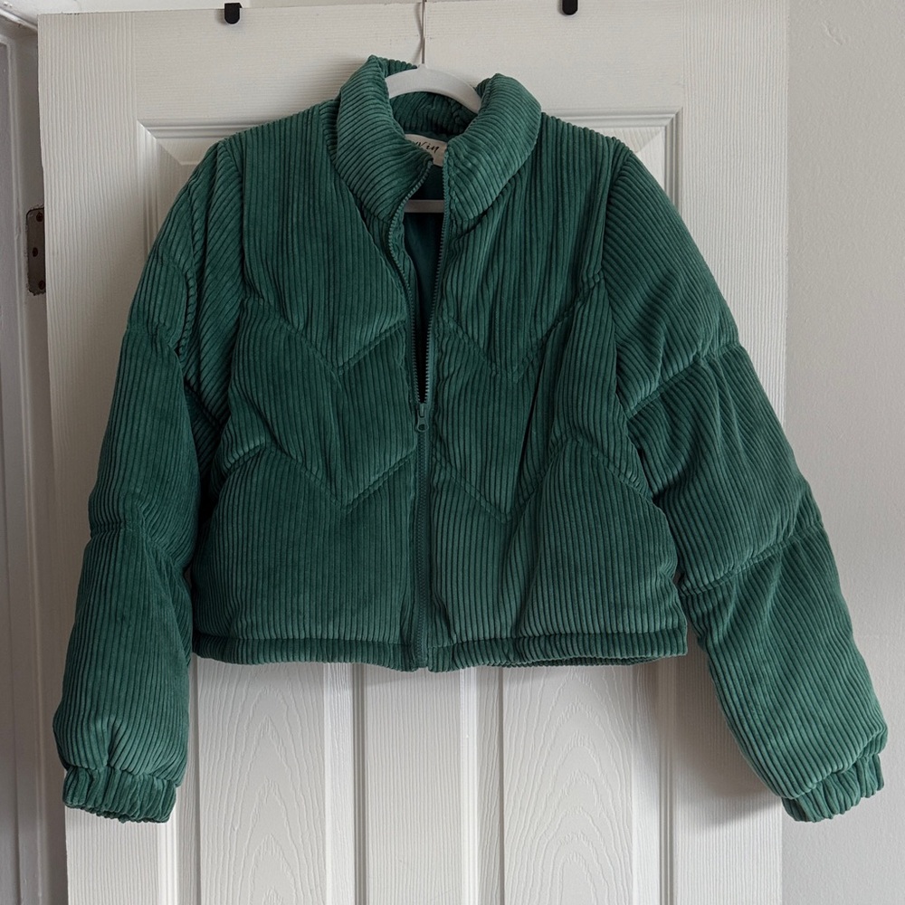 Green Corduroy Puffer Jacket